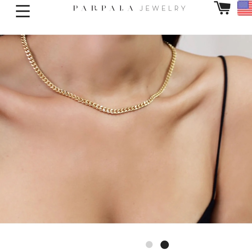 Parpala Lari Gold Filled Curb Chain Necklace 16in